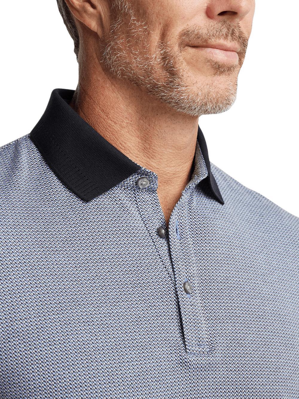 Cotton Three Button Polo - Blue Multi Product Image