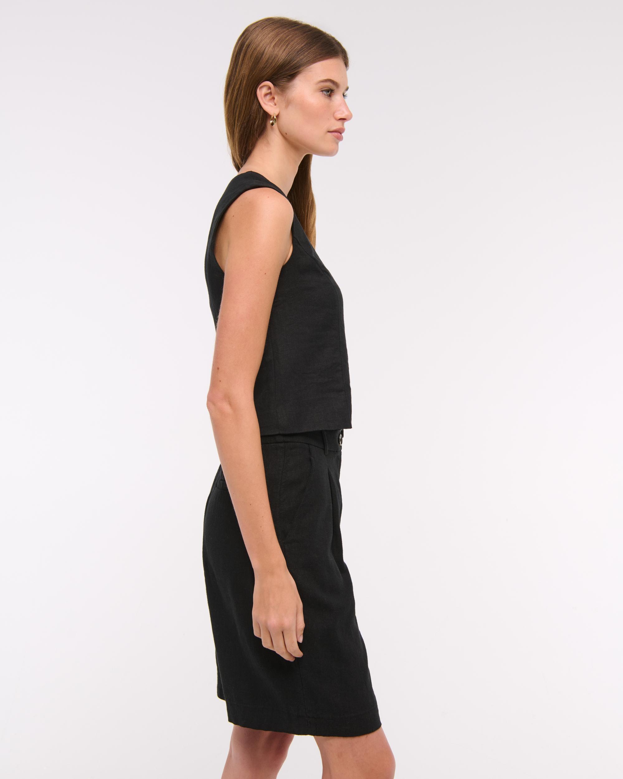 Tie-Front Linen-Blend Vest Product Image
