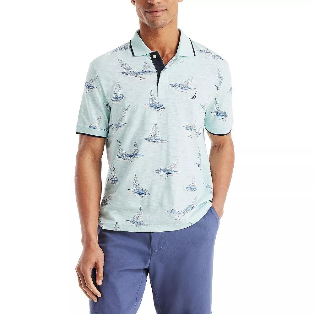 Men's Nautica Classic Fit Printed Polo, Size: Medium, Bright White Product Image