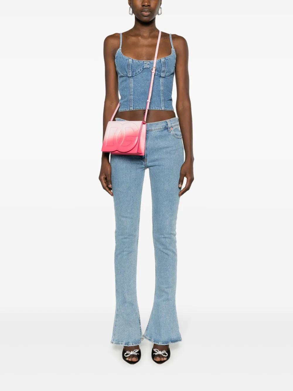 DOLCE & GABBANA Logo-embroidered Leather Crossbody Bag In Pink Product Image