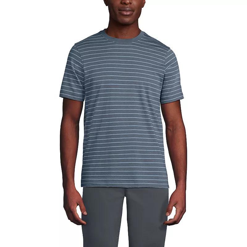 Men's Lands' End Supima Crewneck Tee, Size: Large, Grey Blue Stripe Product Image