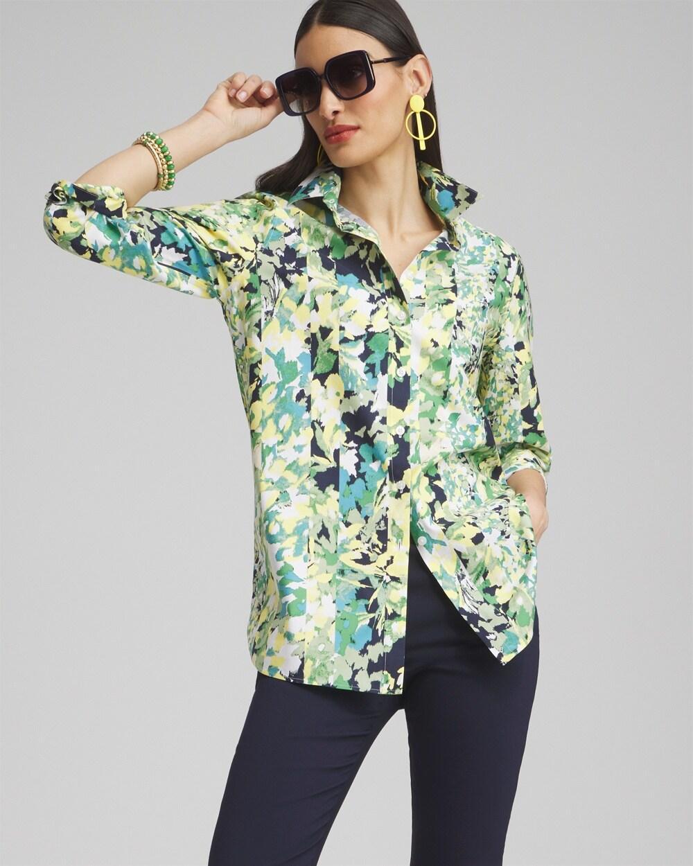No Iron™ Stretch Floral 3/4 Sleeve Tunic Product Image