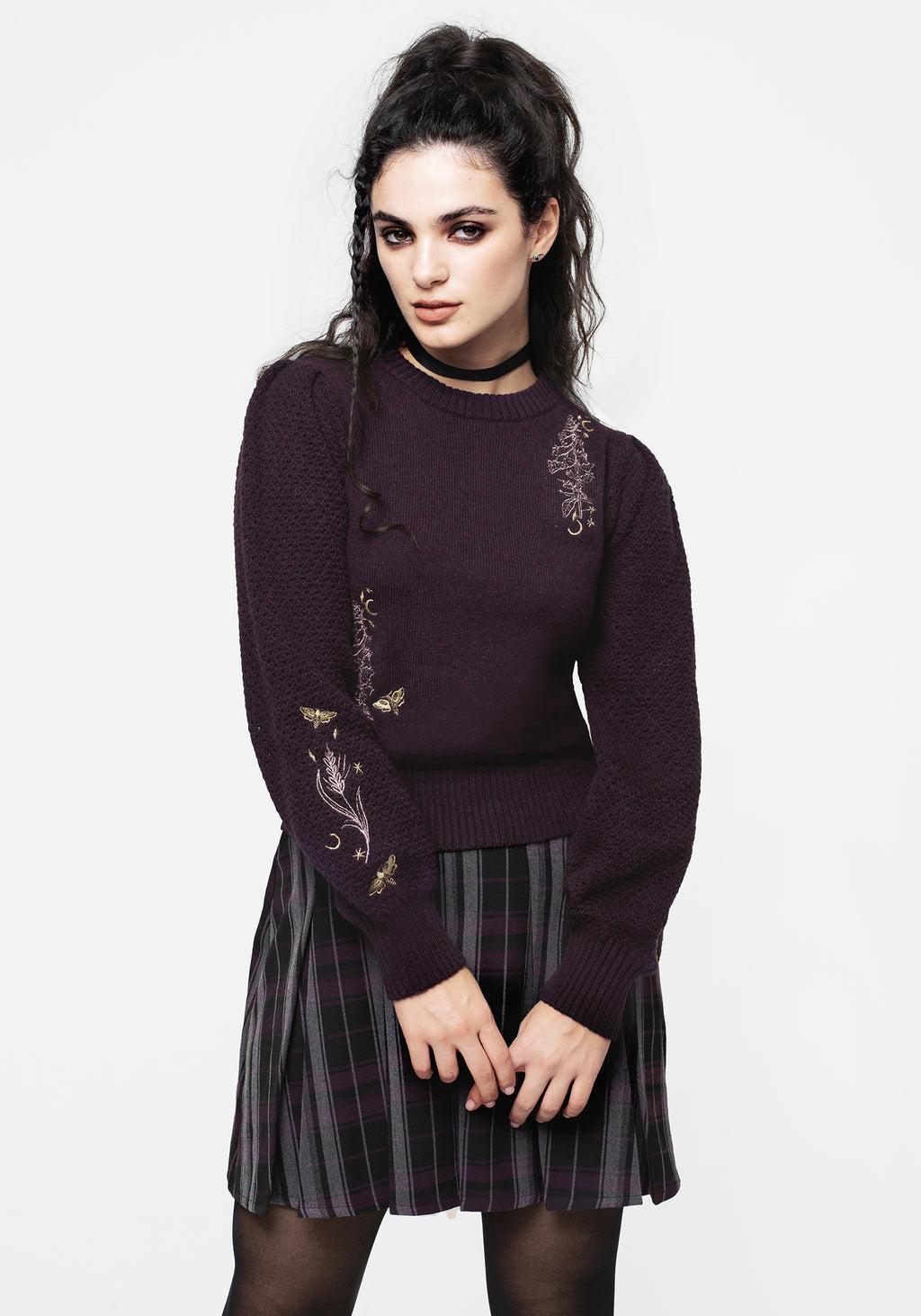 Foxglove Embroidered Knit Sweater Product Image