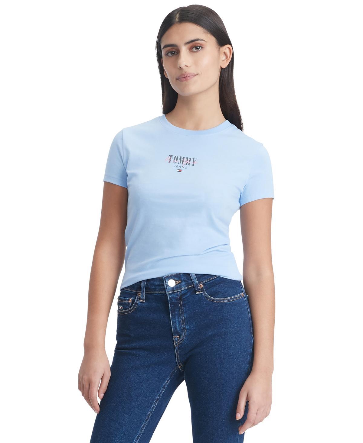 Tommy Jeans Womens Slim-Fit Essential Logo Graphic T-Shirt Product Image