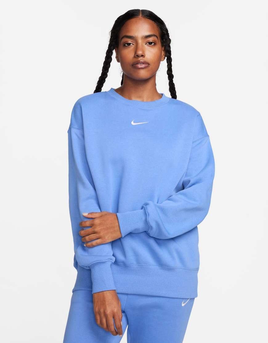 Nike Phoenix Fleece oversized sweatshirt in blue Product Image