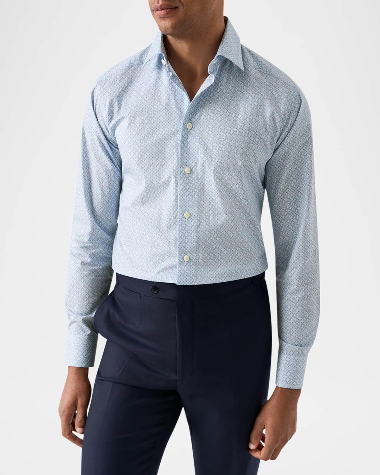 Mens Contemporary-Fit Geometric Cotton Shirt Product Image