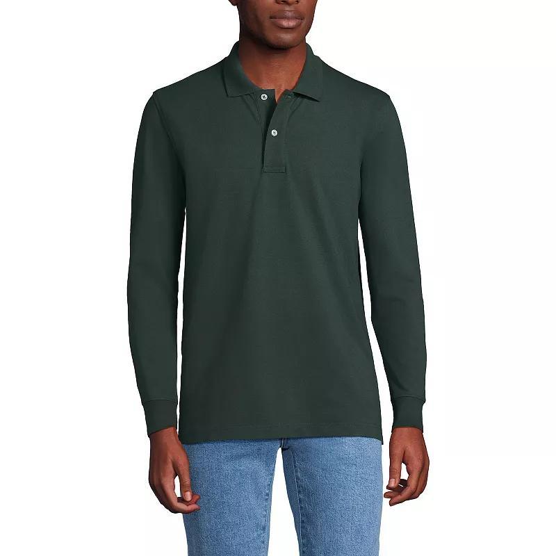 Big & Tall Lands End Long Sleeve Comfort-First Mesh Polo, Mens Evening Blue Product Image
