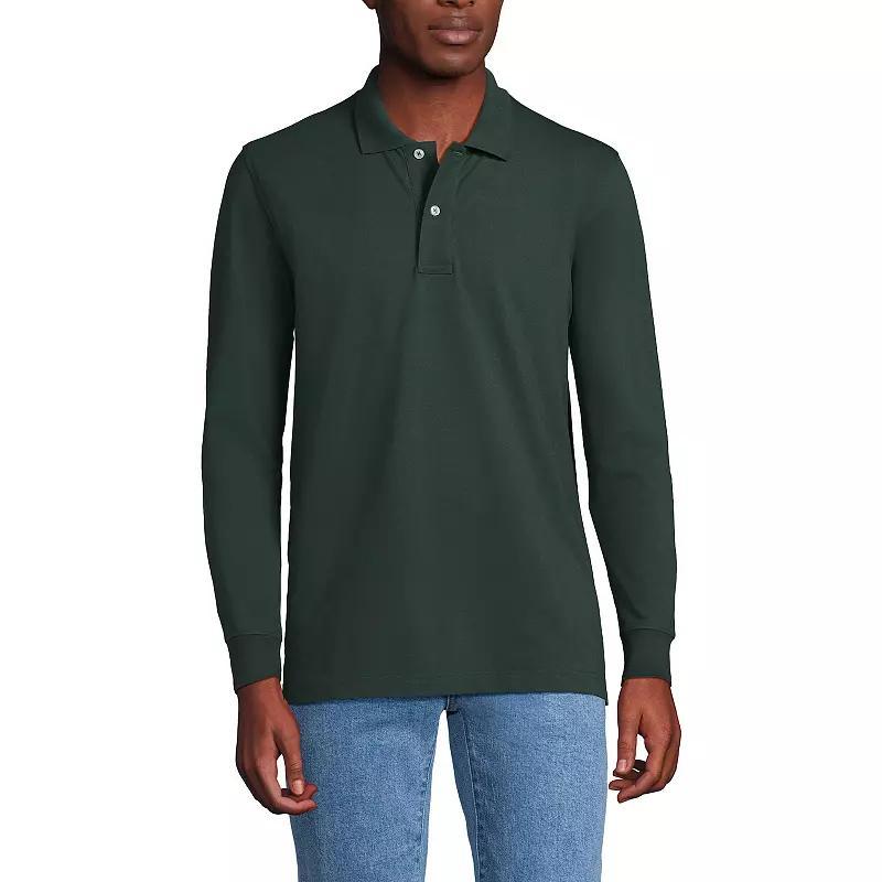 Big & Tall Lands End Long Sleeve Comfort-First Mesh Polo, Mens Evening Blue Product Image