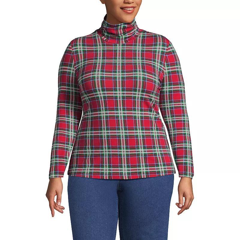 Plus Size Lands' End Lightweight Fitted Long Sleeve Turtleneck, Women's, Size: 1XL, Black Product Image