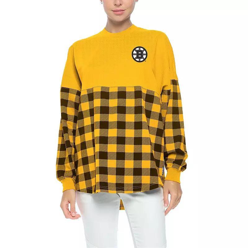 Women's Fanatics Branded Gold Pittsburgh Penguins Buffalo Check Long Sleeve T-Shirt, Size: Medium Product Image