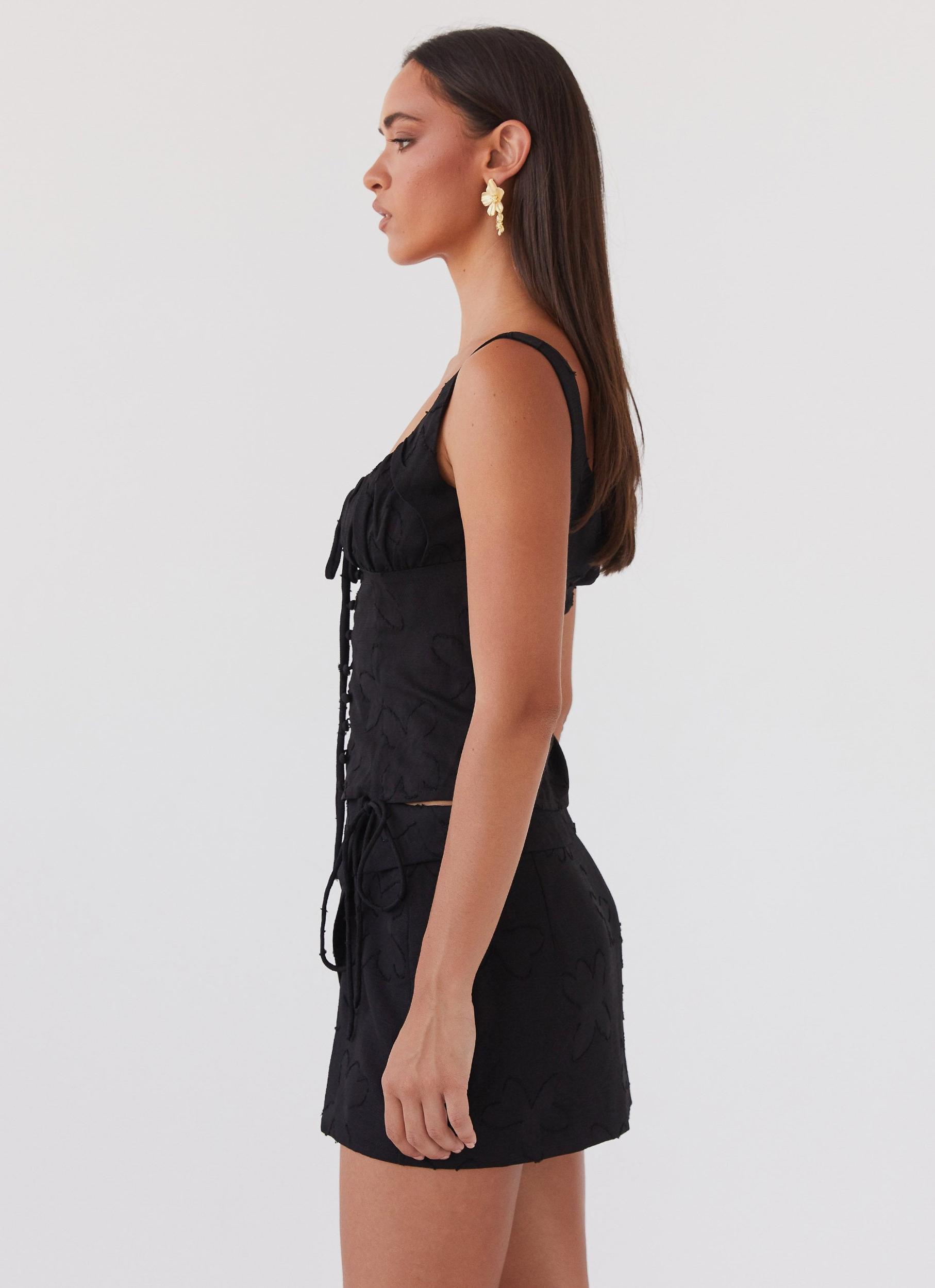 Bianka Wrap Mini Skirt - Black Petal Product Image