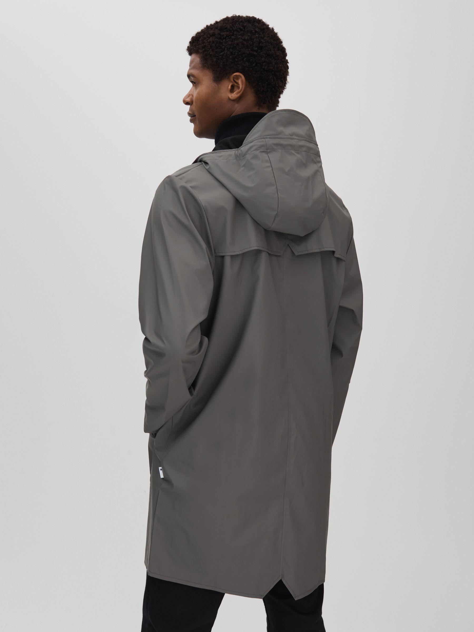 Rains Longline Hooded Raincoat in Slate Product Image