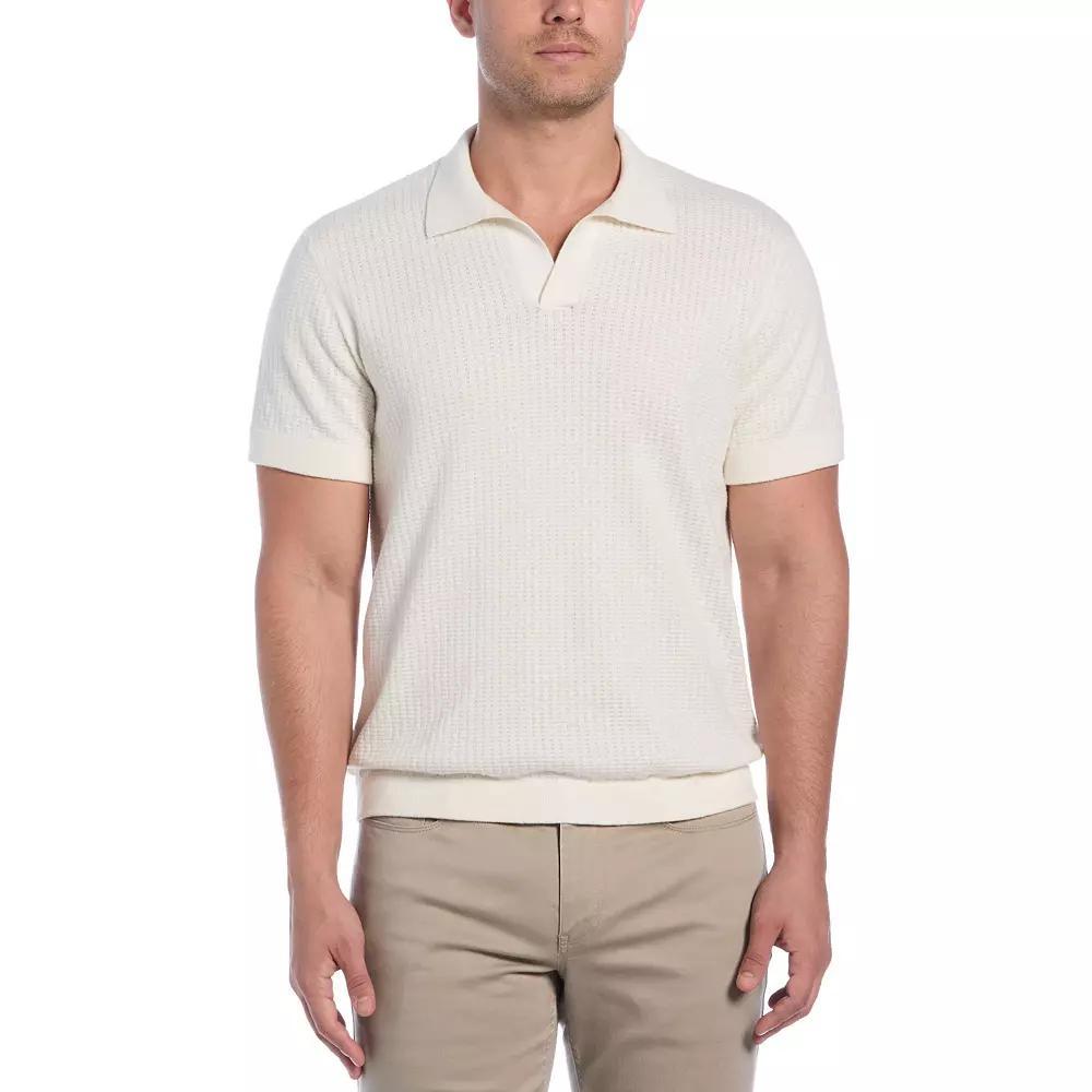 Men's Cubavera Textured Knit Short Sleeve Sweater, Size: Large, Egret Product Image