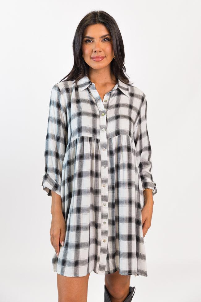 Let's Find Out Black And White Plaid Button Down Dress FINAL SALE Product Image