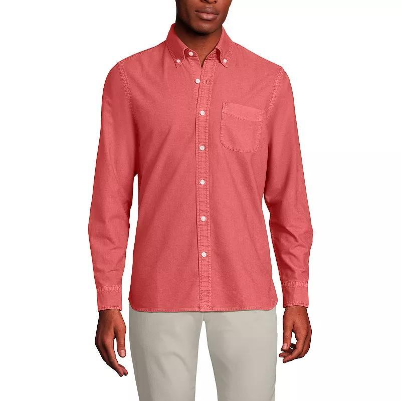 Mens Lands End Button-Down Sail Rigger Oxford Button-Down Shirt Green Product Image