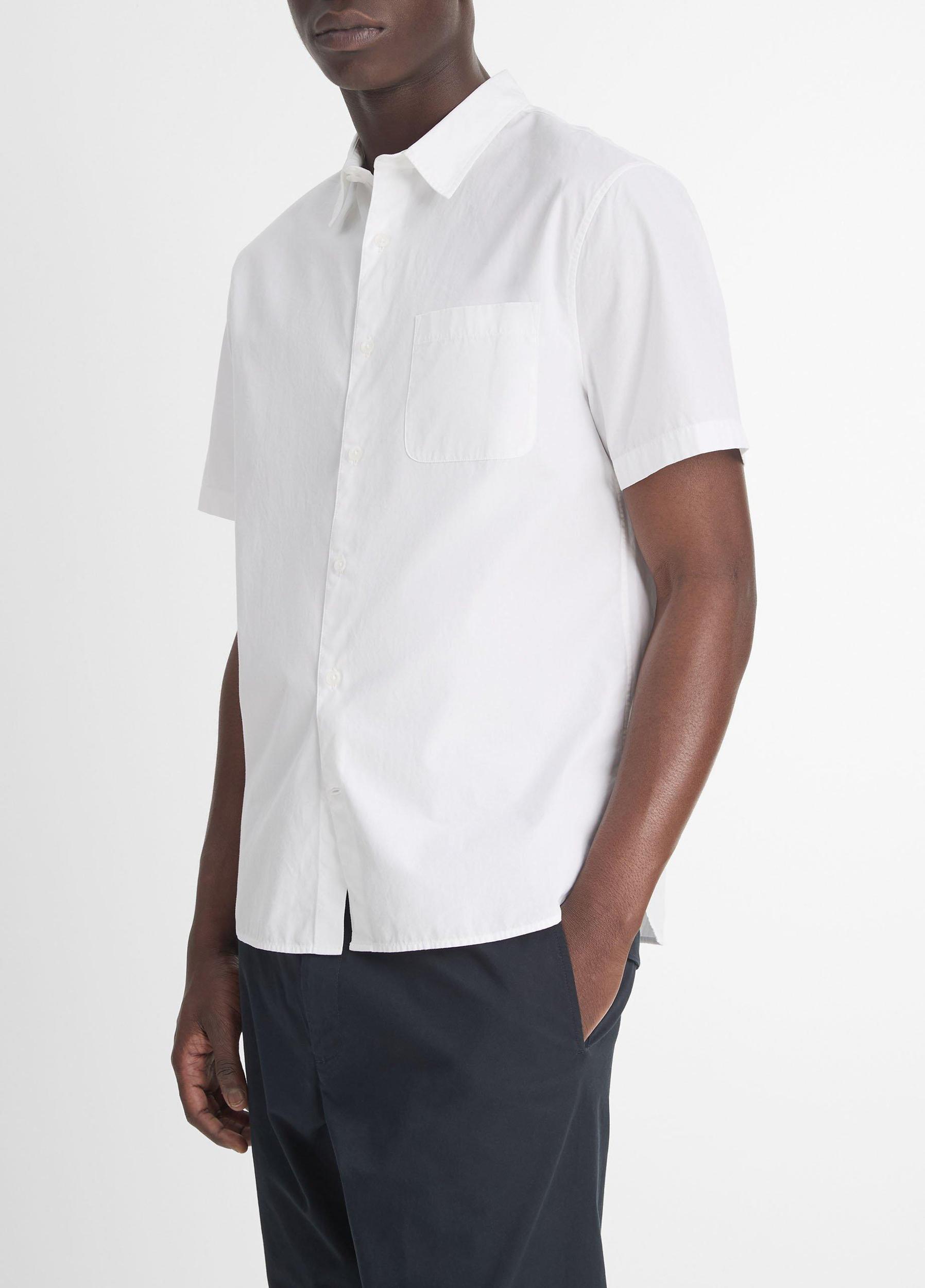 Mens Garment Dye Cotton Poplin Button-Front Shirt, Washed Optic White, Size L Vince Product Image