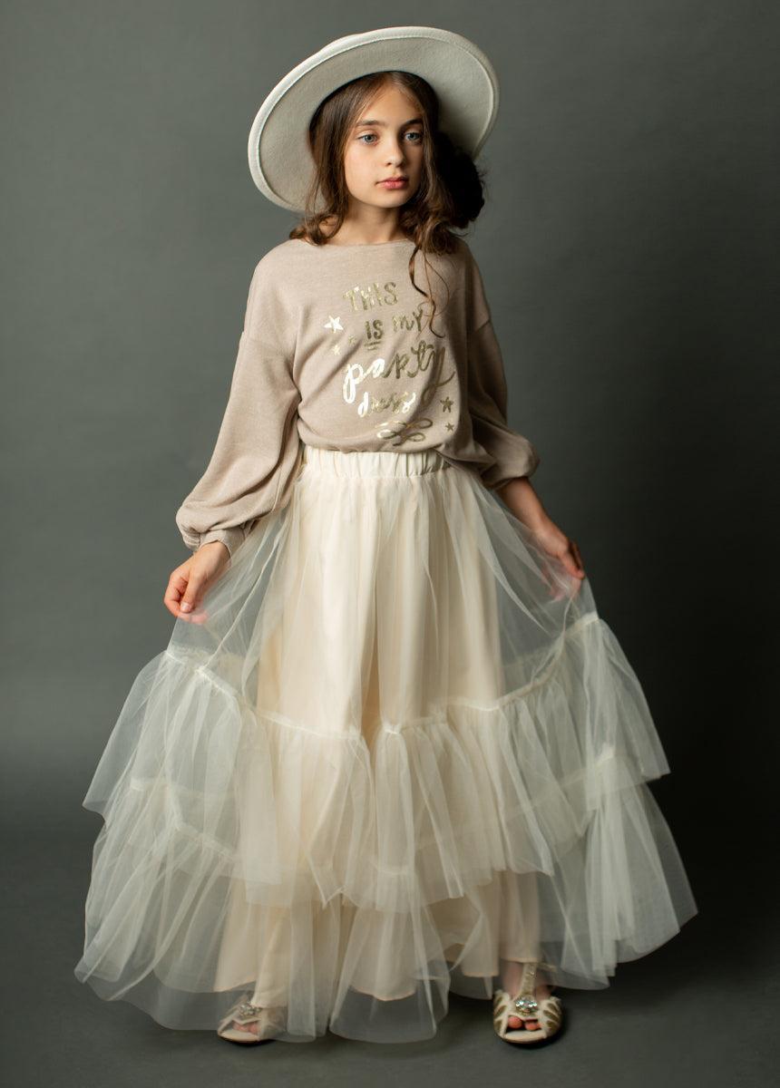 Zenni Skirt in Cream Girls Product Image