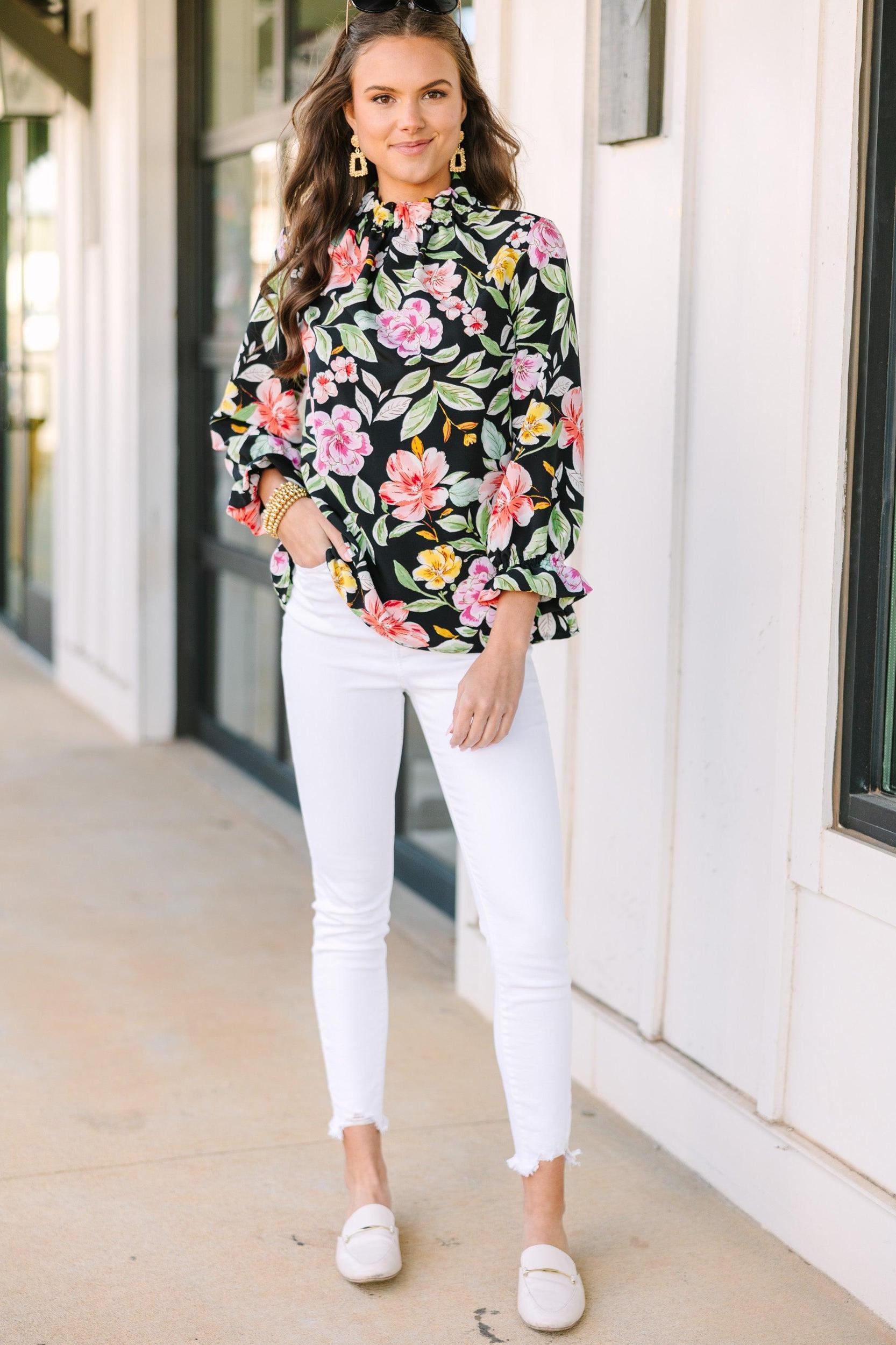 Tried and True Black Floral Blouse Female Product Image