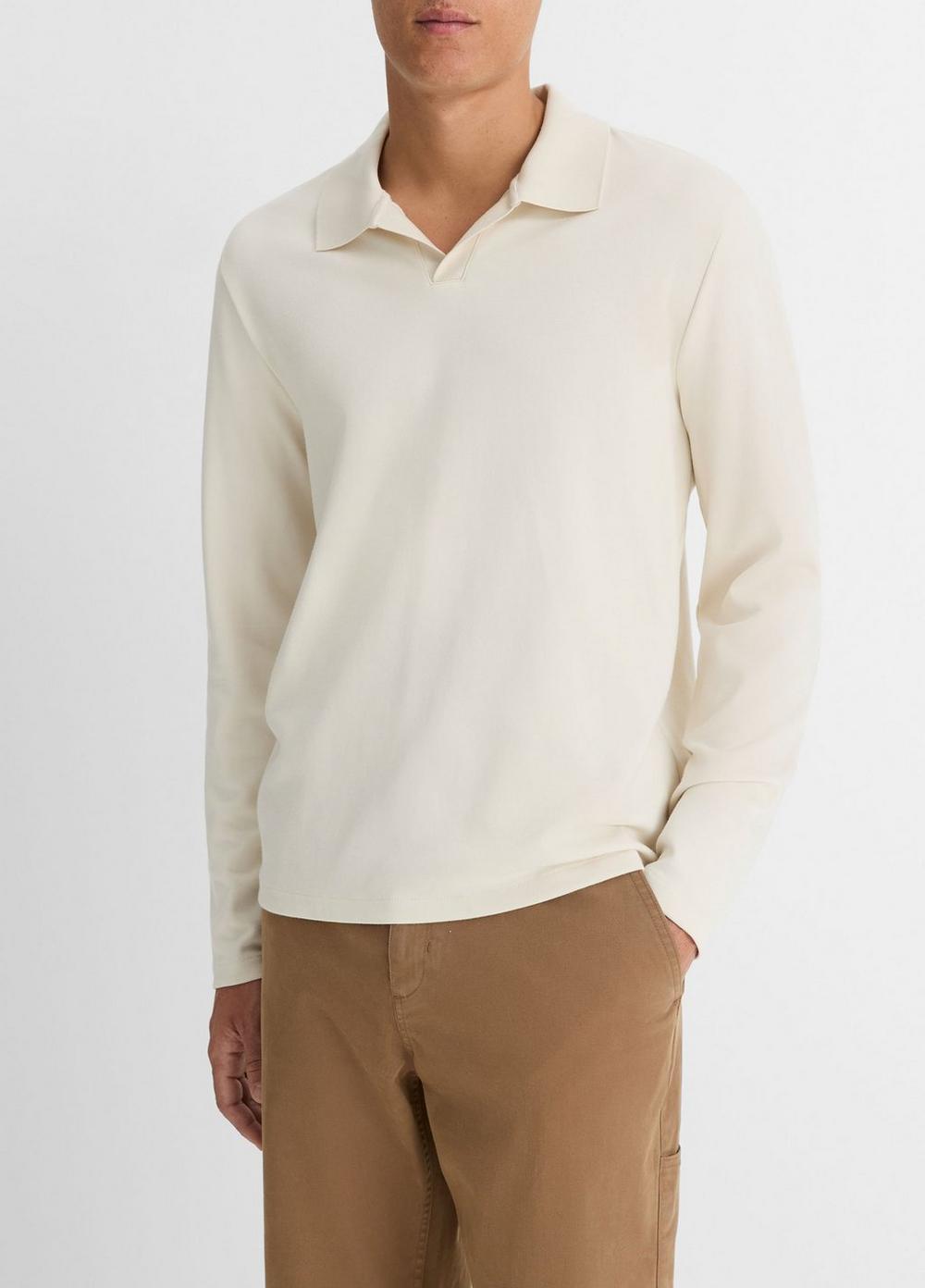 Mens Milano Pima Cotton-Blend Johnny-Collar Shirt, Bone, Size XL Vince Product Image