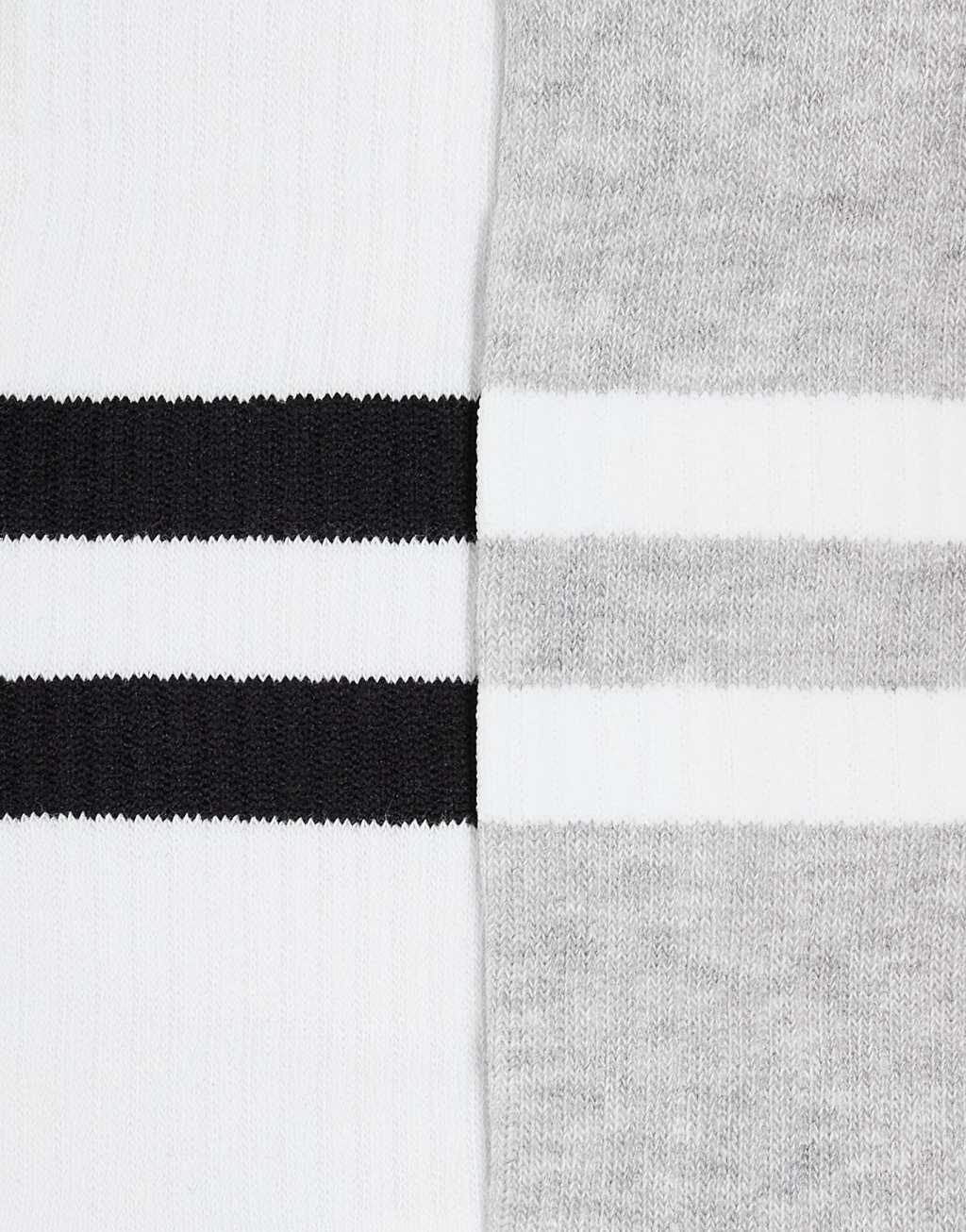 ASOS DESIGN 2 pack sock with stripes in white and gray Product Image