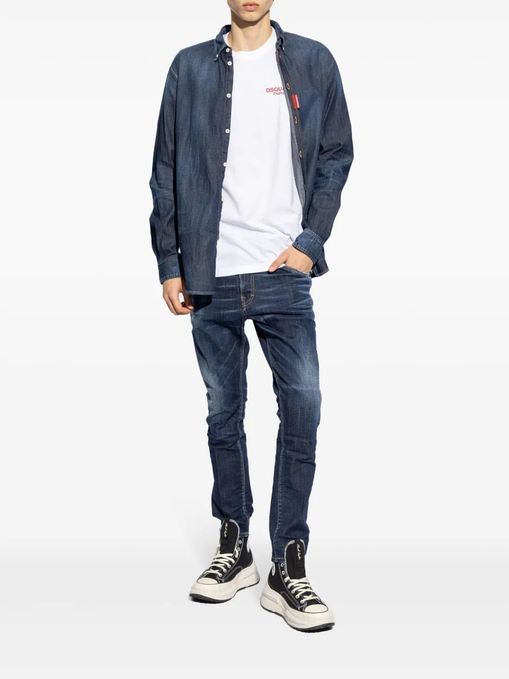 logo-patch cotton jeans Product Image