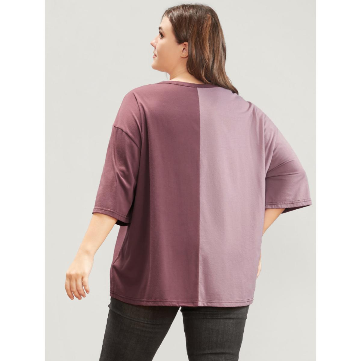Plus Size Halloween Skeleton Print Colorblock Contrast T-shirt Heather Women Casual Contrast Graphic-Halloween Round Neck Dailywear T-shirts BloomChic 14-16/1X Product Image