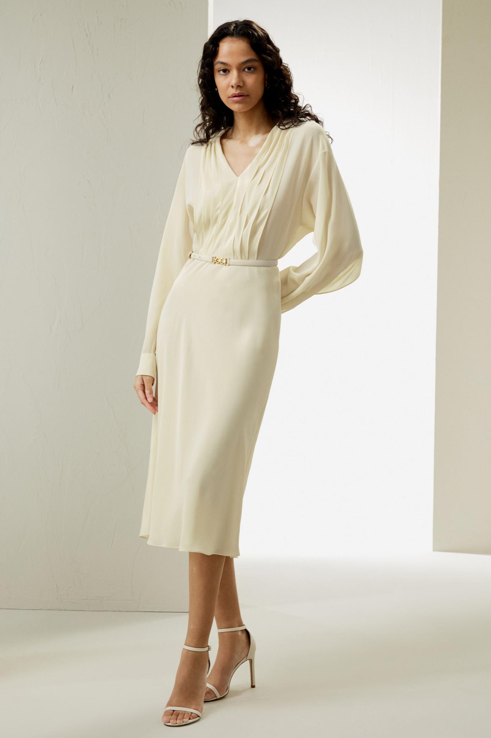 Minimalist Silk Midi Dress Product Image