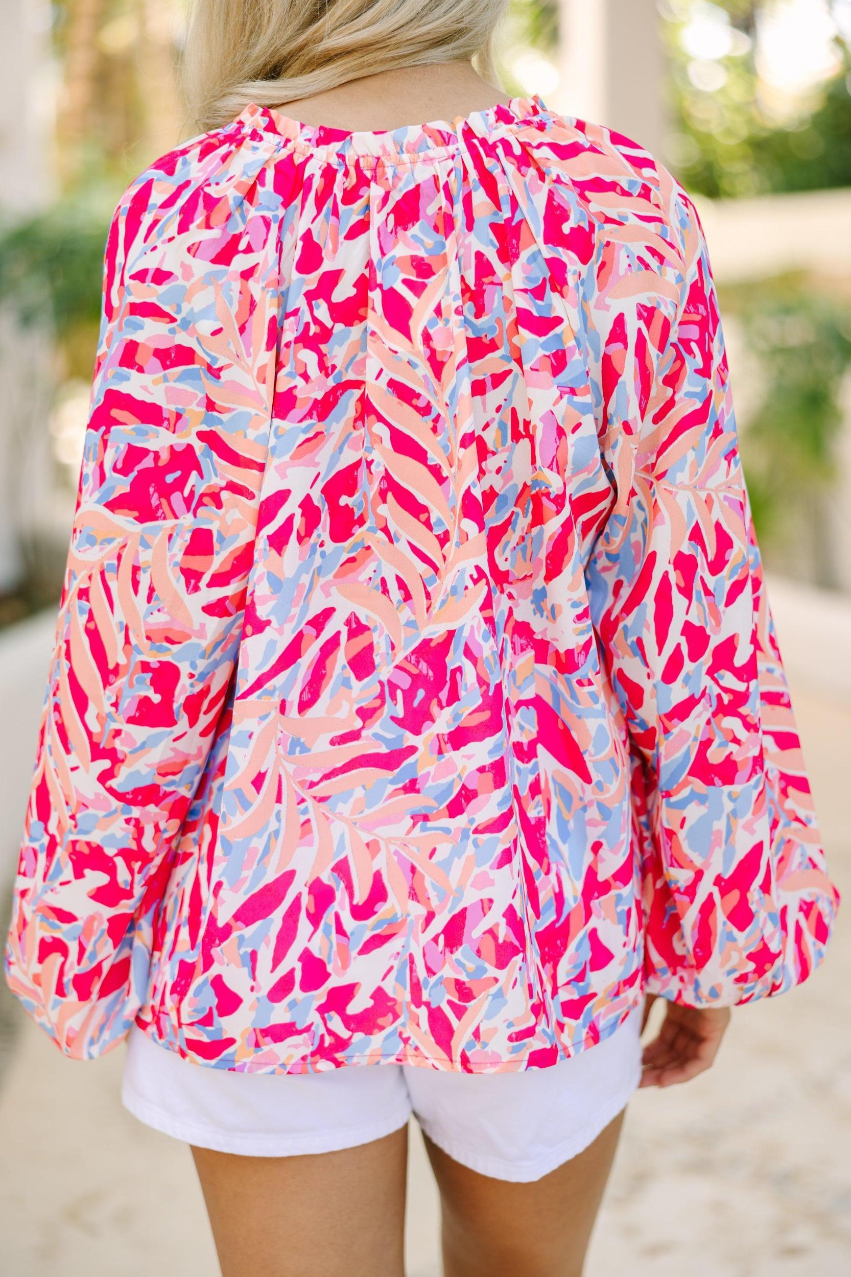 Running To You Fuchsia Pink Abstract Blouse Female Product Image