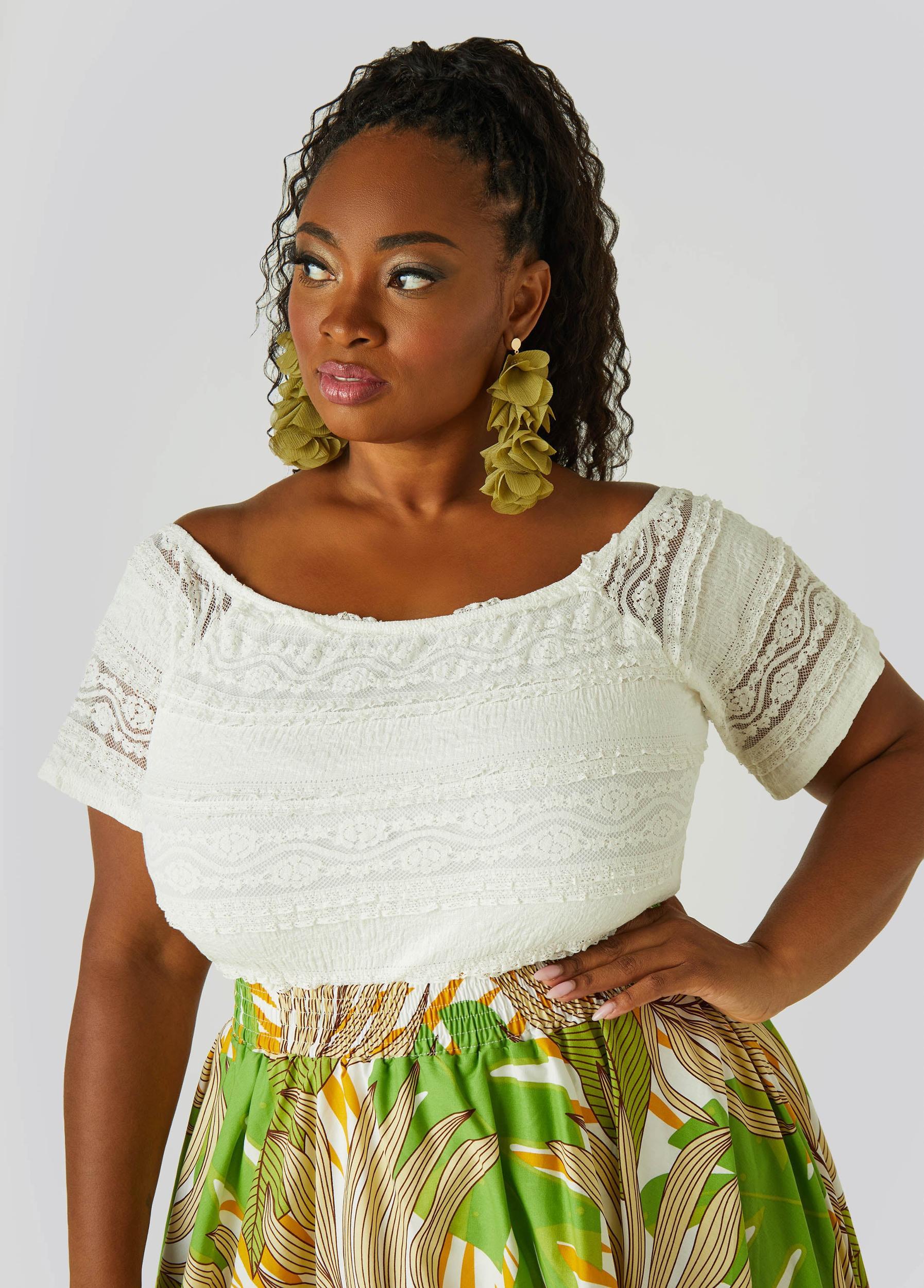 Ruffle Trimmed Lace Top Product Image