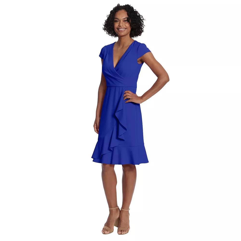 Women's London Times Cascade Ruffle Faux-Wrap Dress, Size: 16, Red Product Image