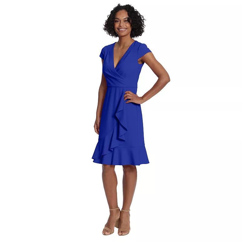 Women's London Times Cascade Ruffle Faux-Wrap Dress, Size: 16, Red Product Image