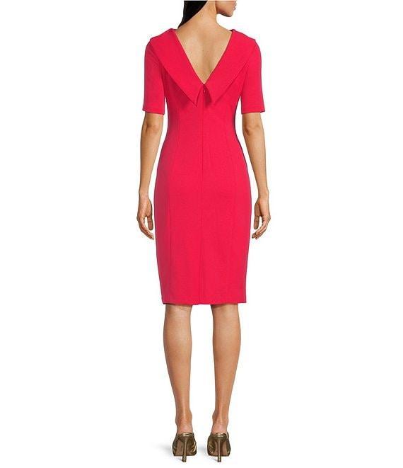 Adrianna Papell V-Back Foldover Collar Short Sleeve Sheath Dress Product Image