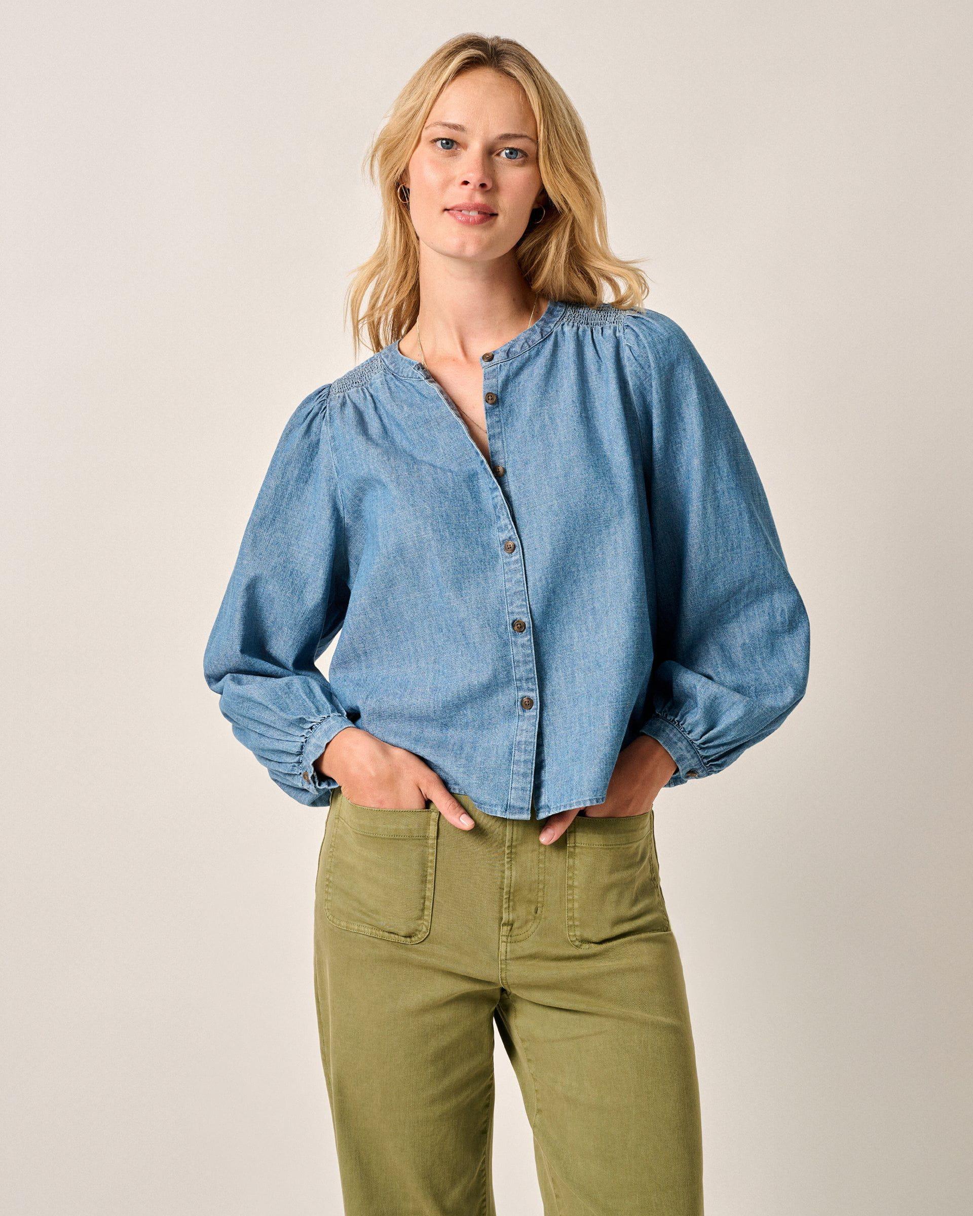 Blair Cotton Button Up Smock Blouse Female Product Image