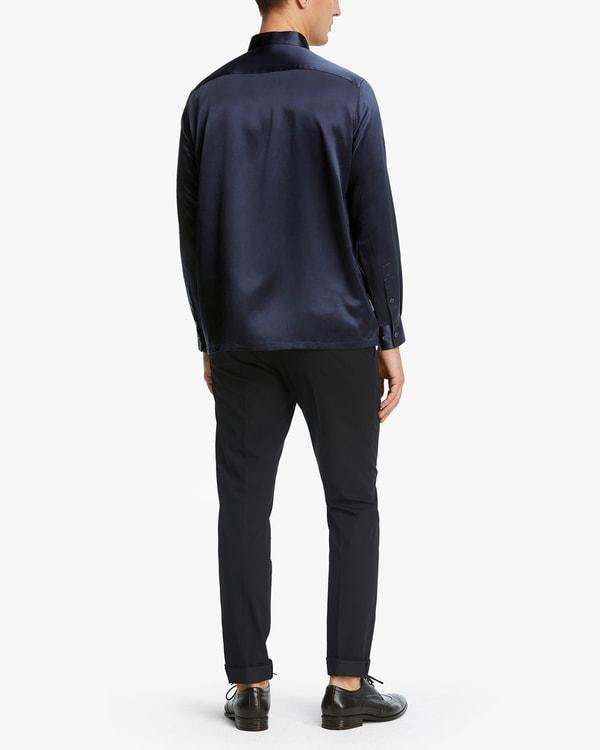 Classic Concealed Placket Silk Men Shirt Product Image