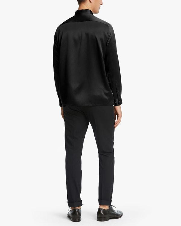 Classic Concealed Placket Silk Men Shirt Product Image