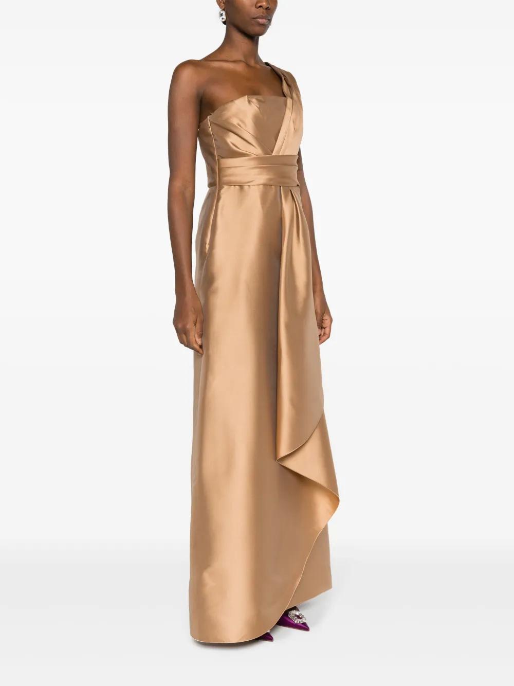 ALBERTA FERRETTI Mikado One-shoulder Midi Dress In Nude Product Image