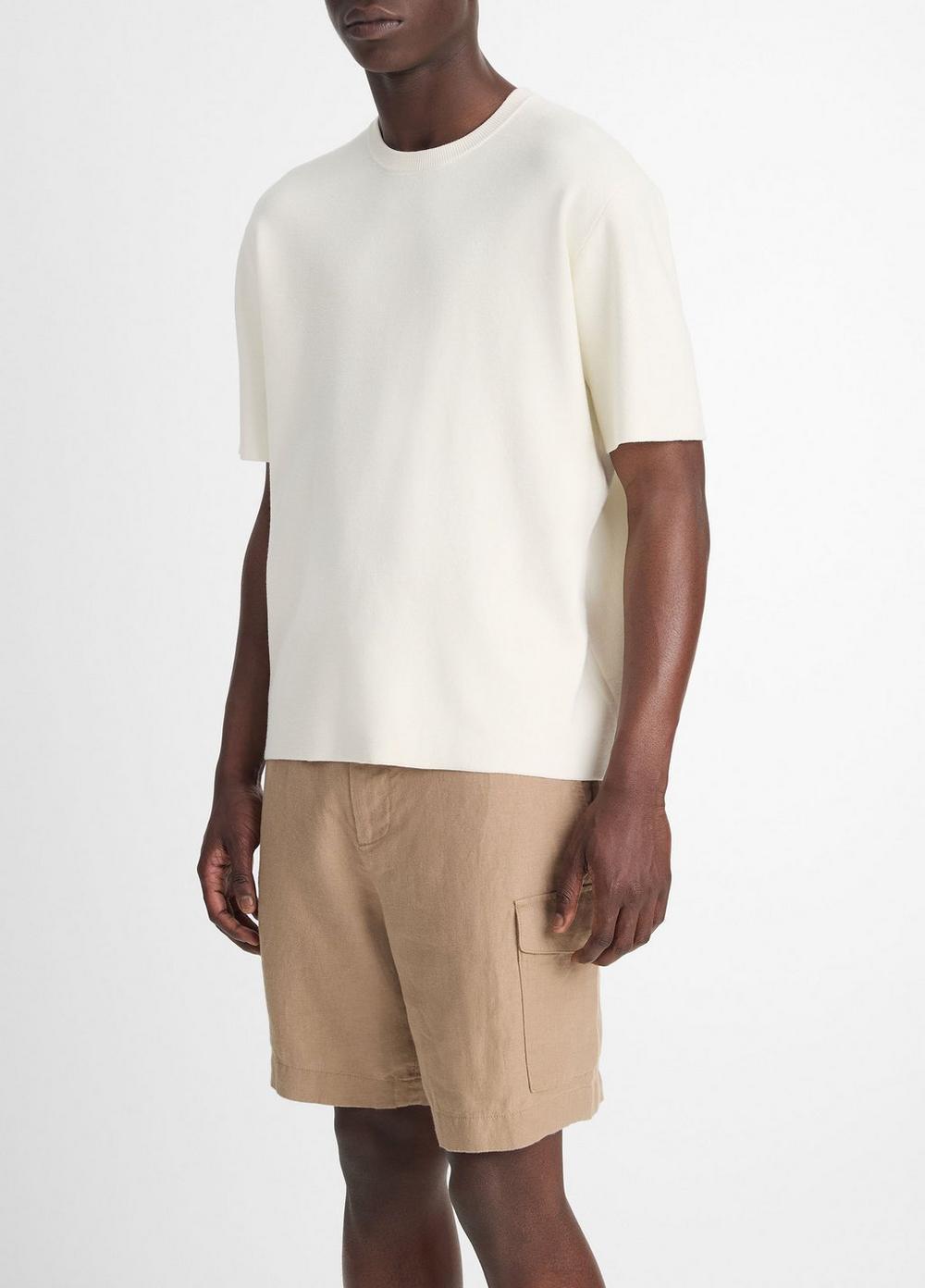 Mens Milano Short-Sleeve Crew Neck Sweater, Classic Cream, Size L Vince Product Image
