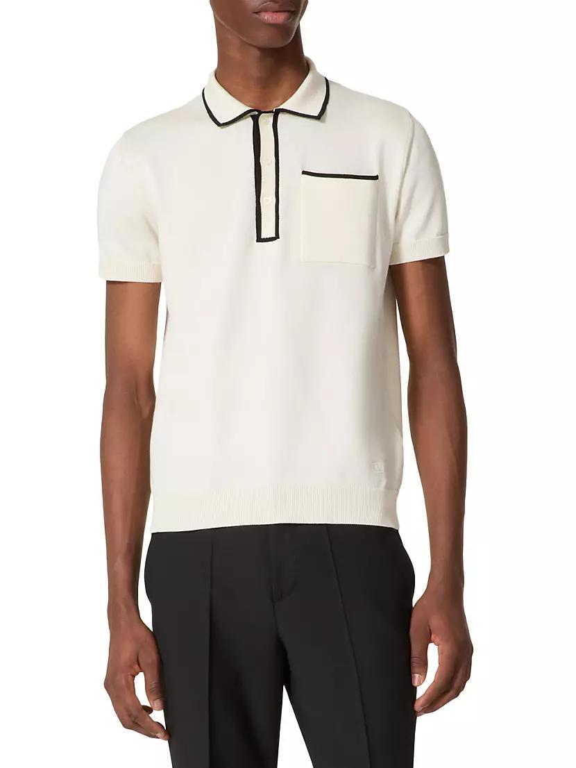 Cotton Polo Shirt with Signature VLogo Embroidery Product Image