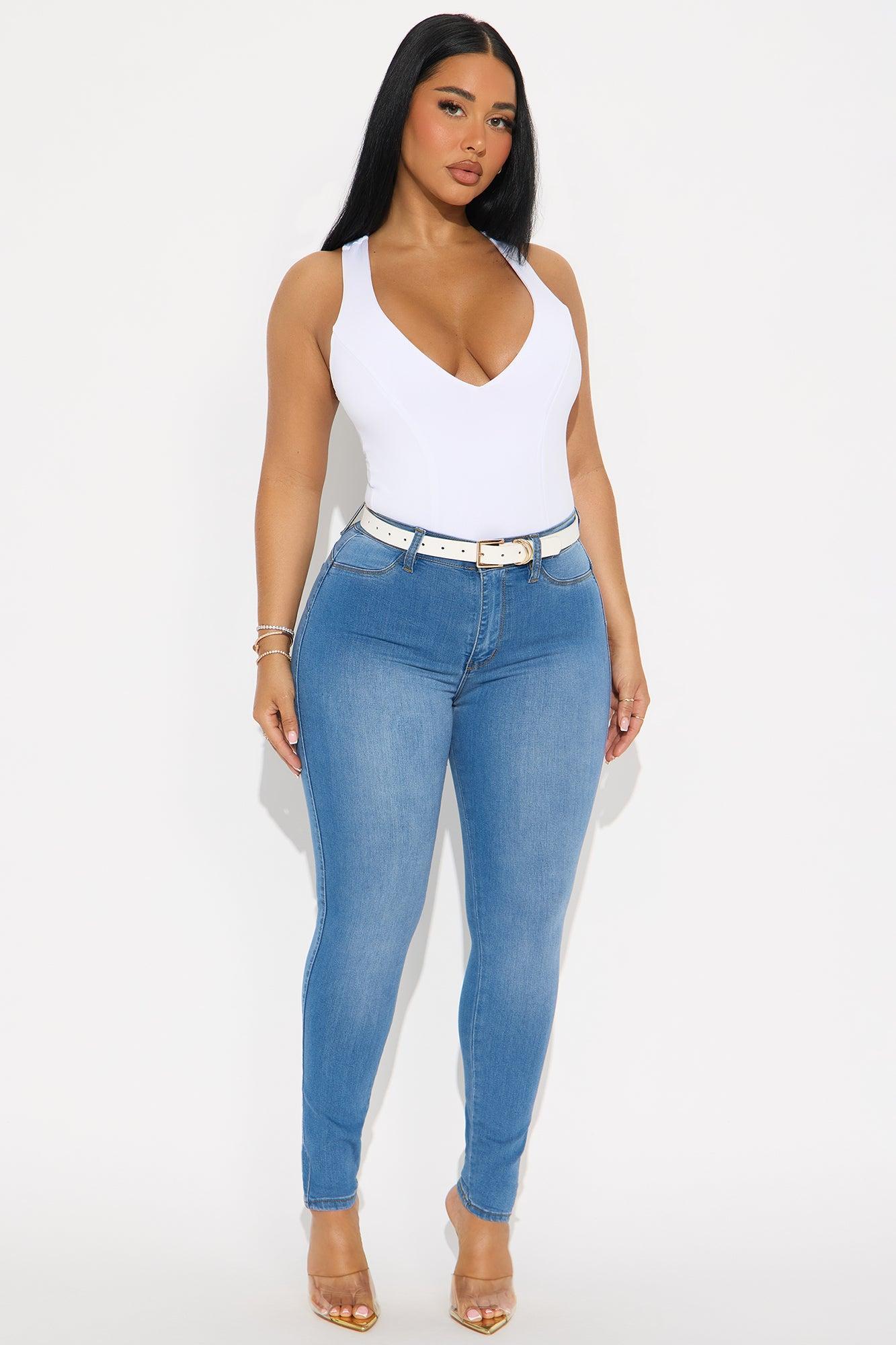 Petite Classic Beauty Booty Lifter Skinny Jeans - Medium Blue Wash Product Image
