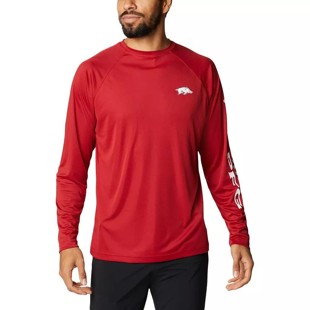 Men's Columbia Cardinal Arkansas Razorbacks Terminal Tackle Omni-Shade Raglan Long Sleeve T-Shirt, Size: Large, Red Product Image