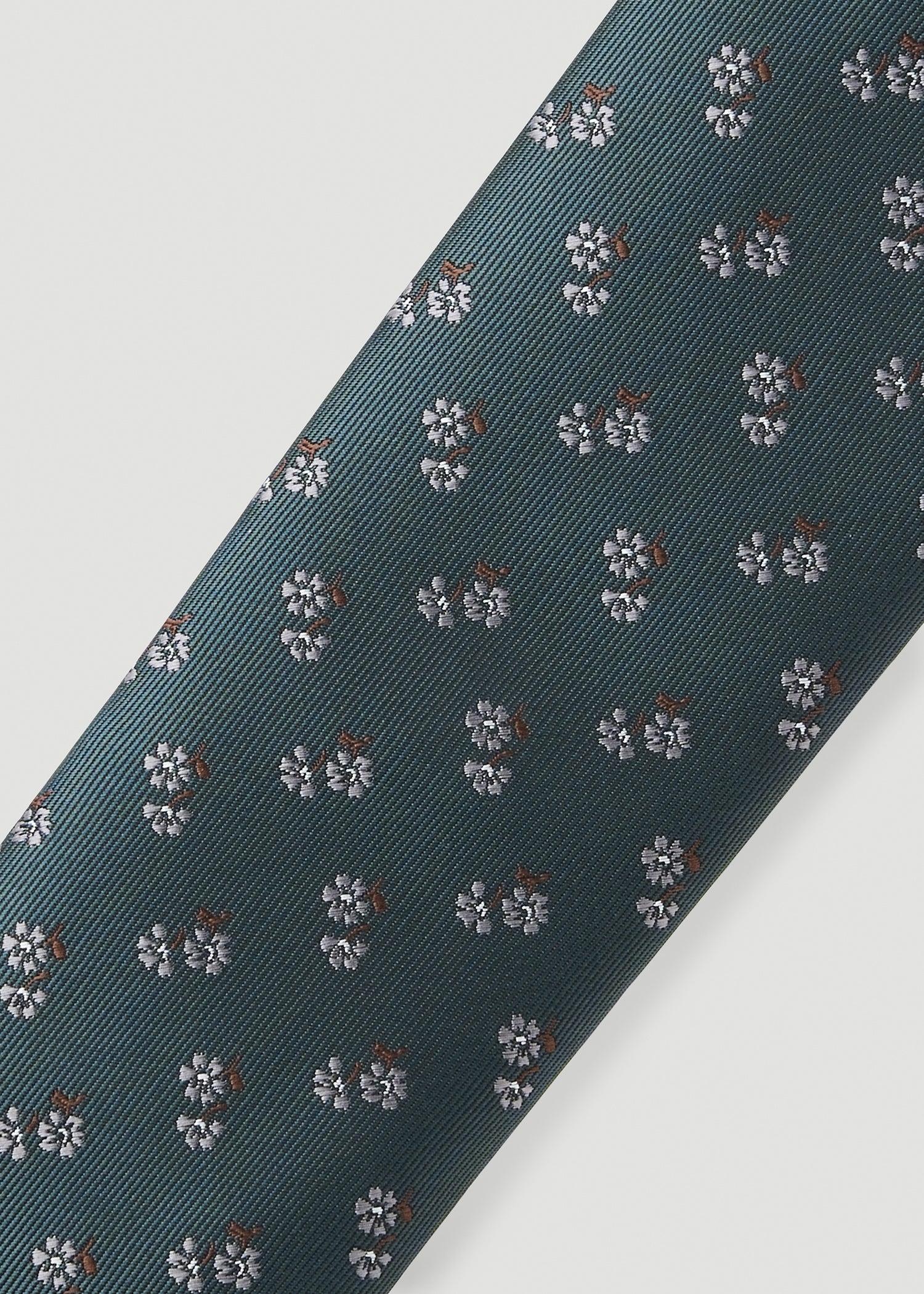Dress Ties for Tall Men in Midnight Green Micro Floral Male Product Image