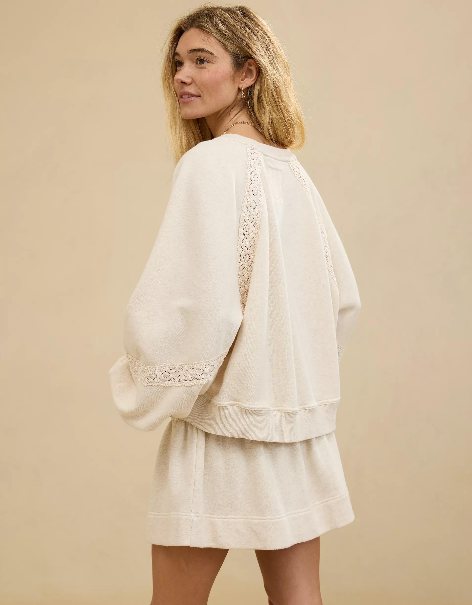 Aerie Hey Crochet Sweatshirt Product Image