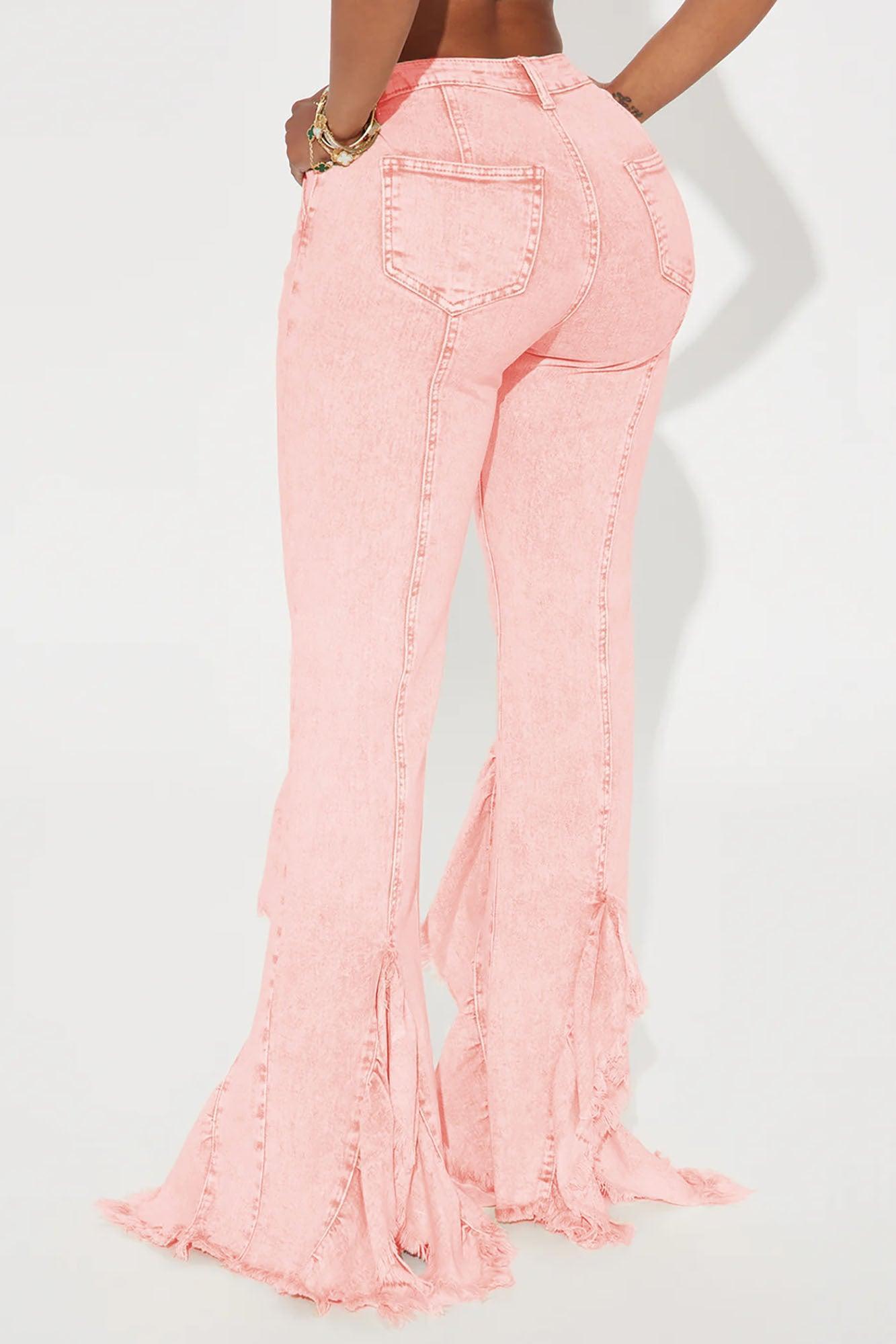 Break Free Ruffled Flare Pant - Pink Product Image