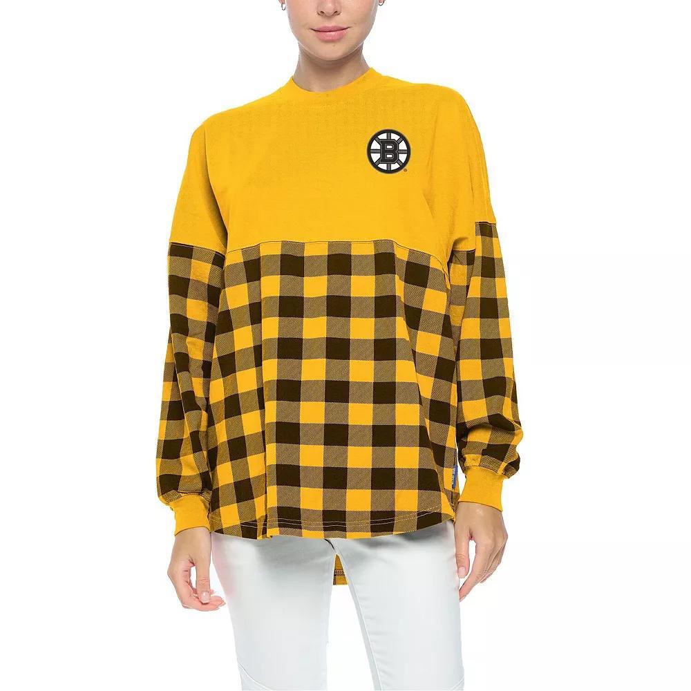 Women's Fanatics Branded Gold Pittsburgh Penguins Buffalo Check Long Sleeve T-Shirt, Size: Medium Product Image