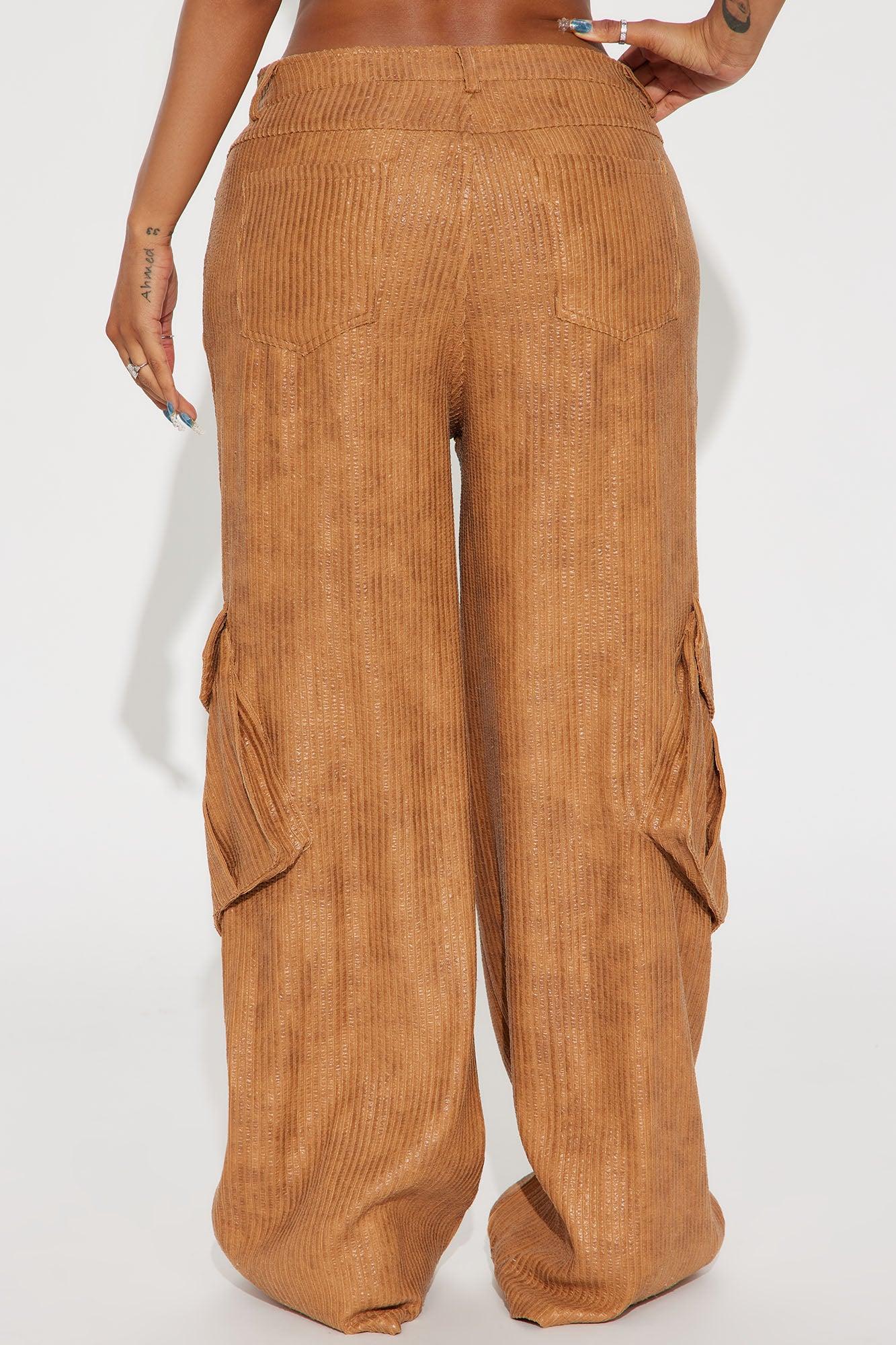 Driving Momentum Textured Faux Leather Pant - Khaki Product Image