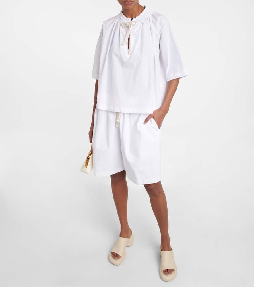 JIL SANDER Women's Canvas Drawstring Shorts In White Product Image