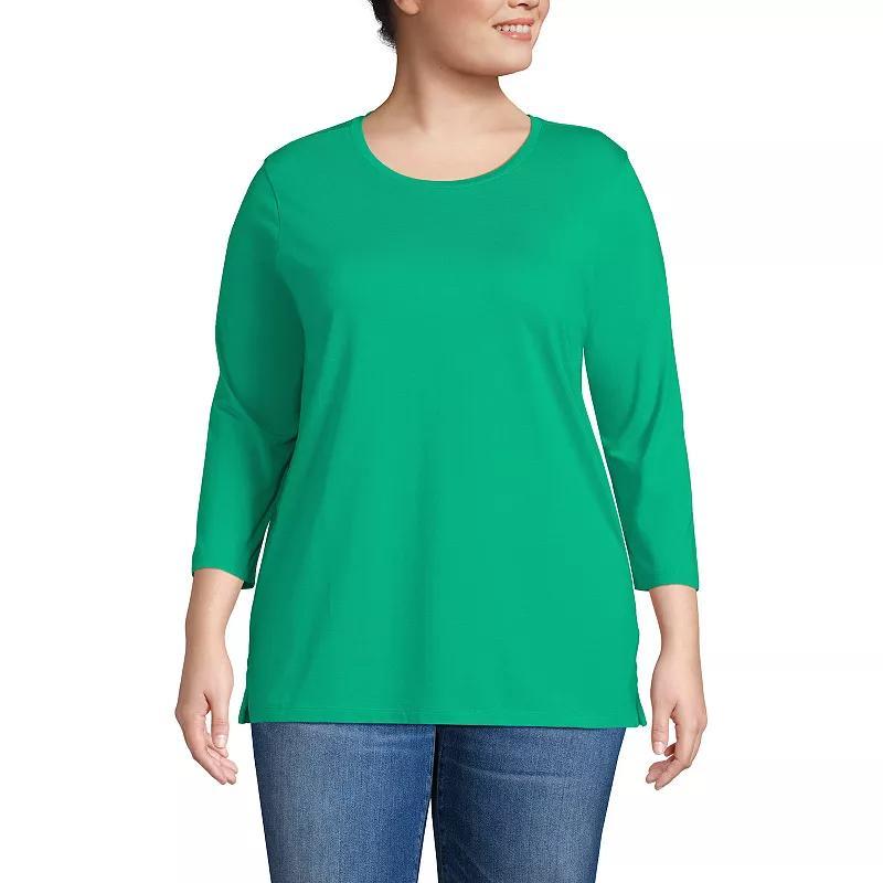 Plus Size Lands' End Supima Cotton Relaxed Fit Crewneck Tunic, Women's, Size: 3XL, Soft Orchid Stripe Product Image