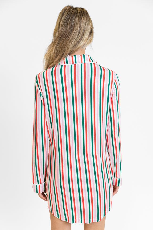 Sleep Tight In Christmas Stripes Pajama Dress FINAL SALE Product Image