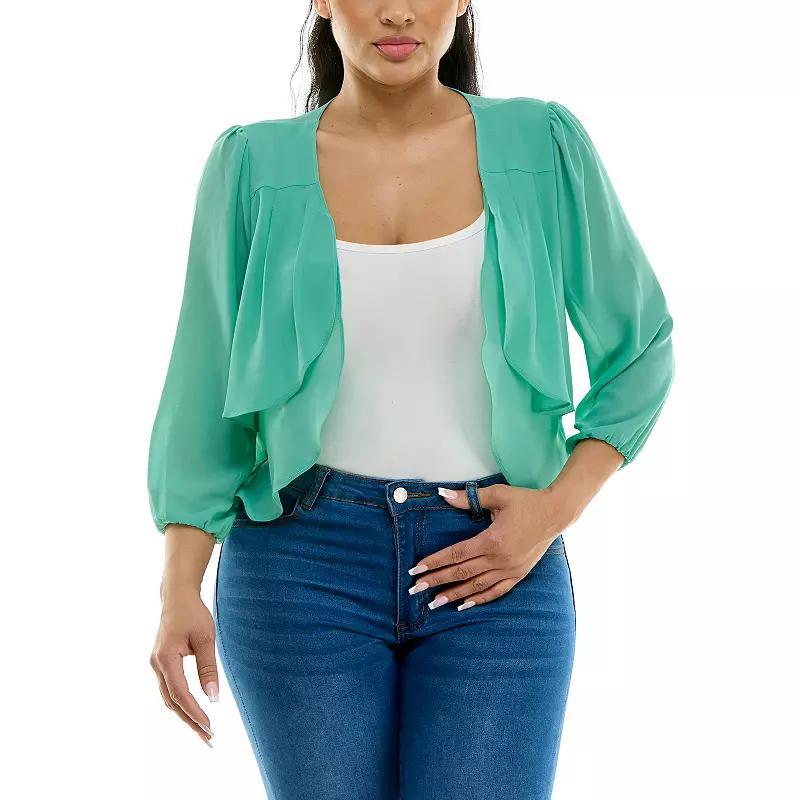 Women's Nina Leonard Chiffon Pleated Bolero, Size: XL, Black Product Image
