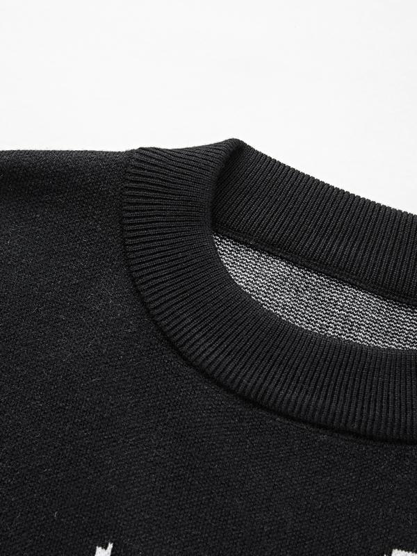 Men's Abstract Portrait Print Knit Sweater Product Image